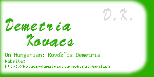 demetria kovacs business card